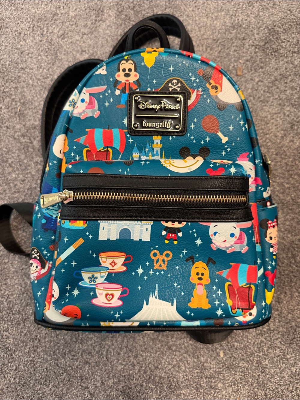 Loungefly Teal Disney Parks Kids Mini Backpack with Character Print